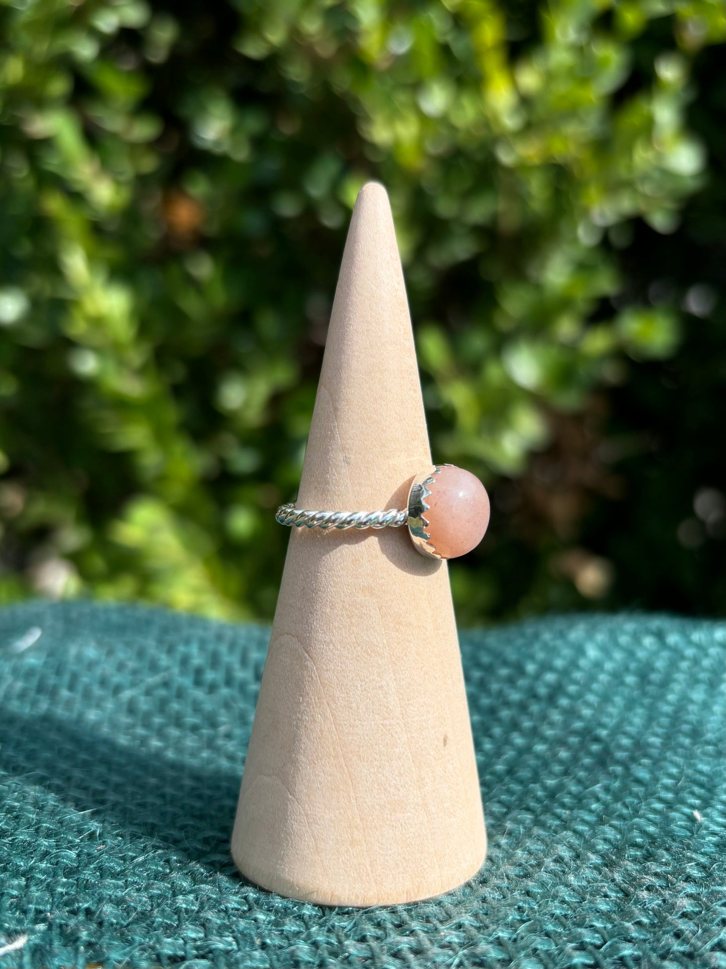 Peach Moonstone Ring, size 6.5