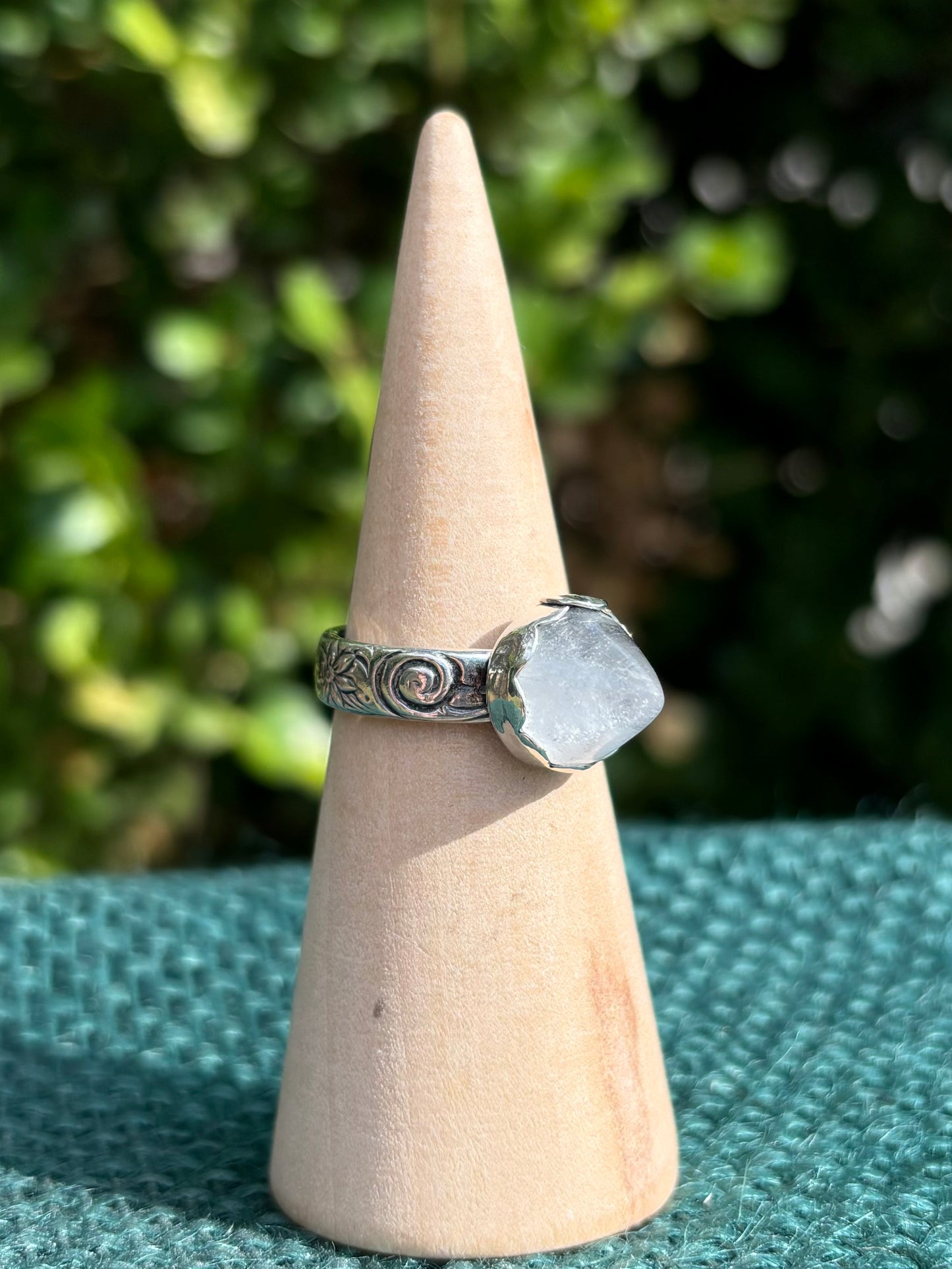 Clear Quartz Spike Ring, size 8