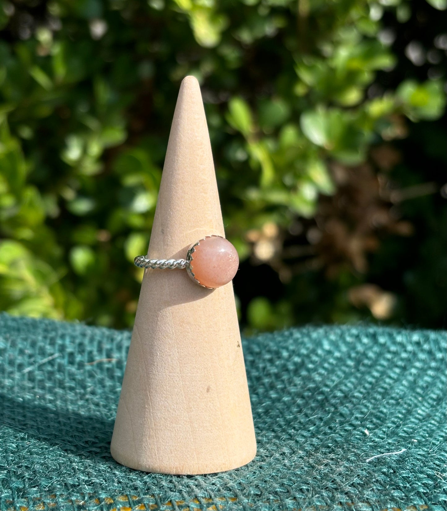 Peach Moonstone Ring, size 6.5