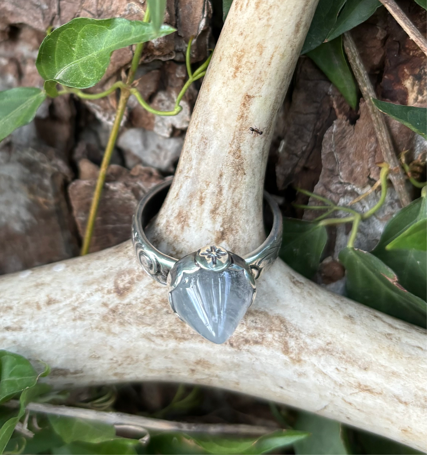 Clear Quartz Spike Ring, size 8