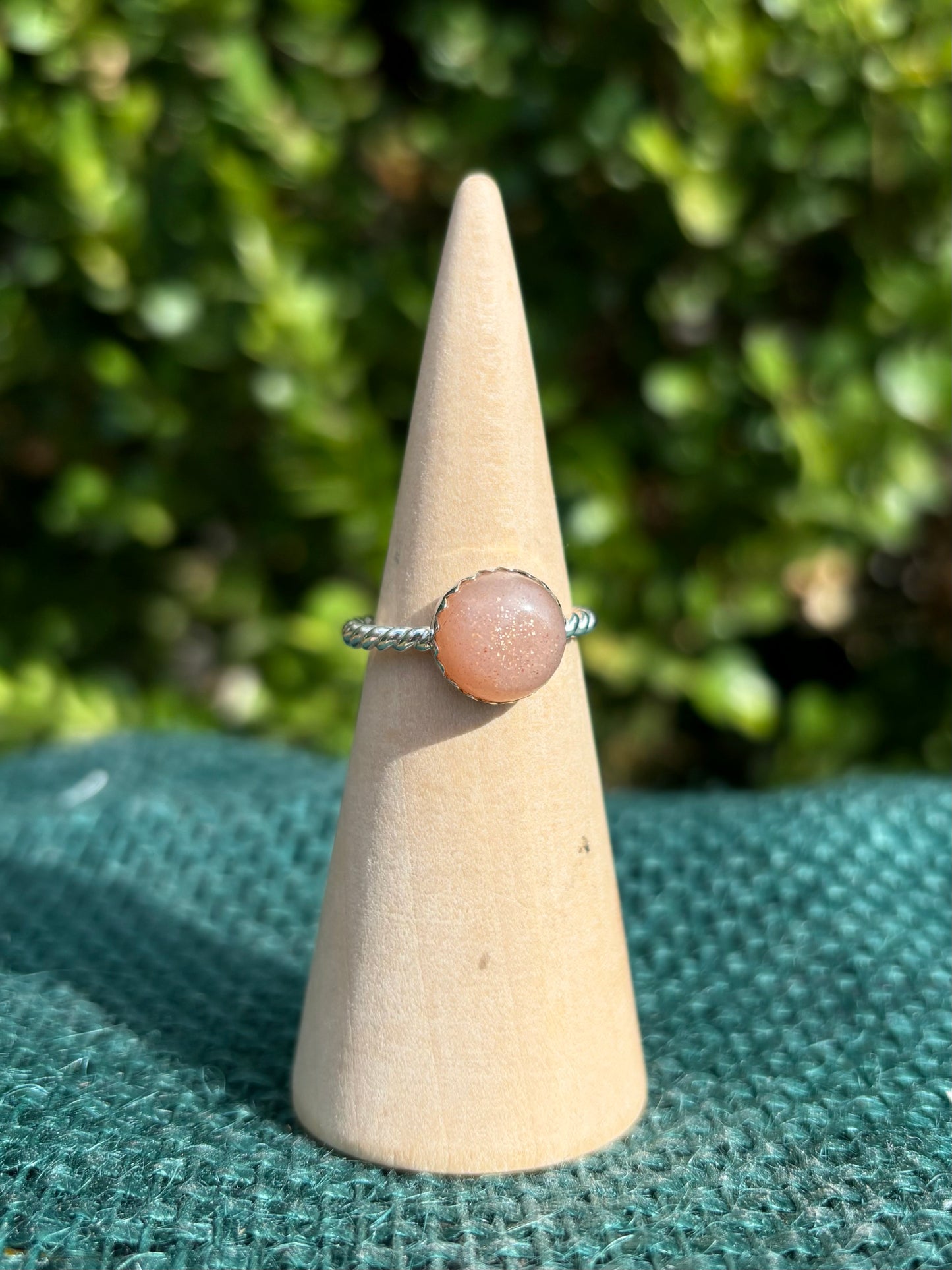 Peach Moonstone Ring, size 6.5