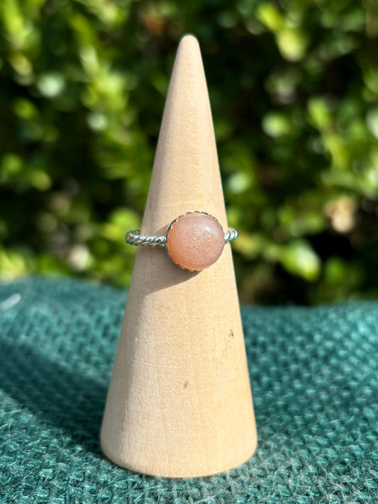 Peach Moonstone Ring, size 6.5